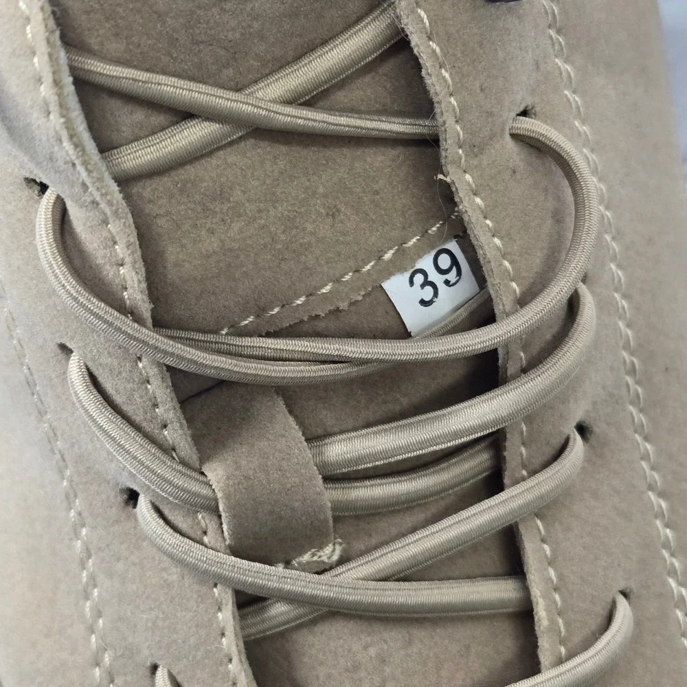 LDECK Tan Suede Mid Top Lace Up Boots Driving Shoes Casual Comfort Shoes Size 39